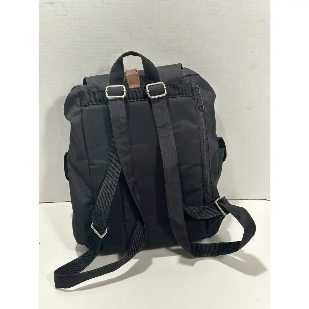 Herschel Supply Co Black w Brown Leather Close Dawson Backpack Bookbag Bag Purse